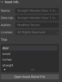 Asset Info Panel